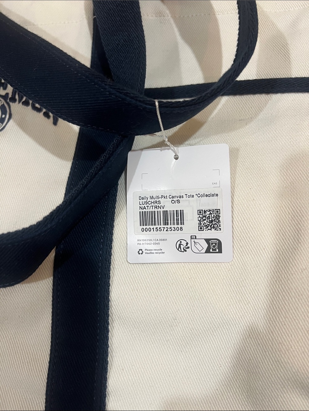 lululemon athletica Cream and Black Canvas Tote with Logo - Picture 4 of 4
